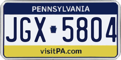PA license plate JGX5804