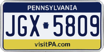 PA license plate JGX5809
