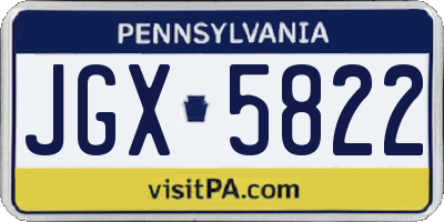 PA license plate JGX5822