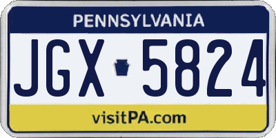 PA license plate JGX5824