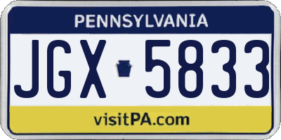 PA license plate JGX5833