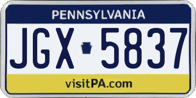 PA license plate JGX5837
