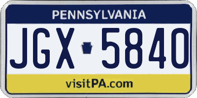 PA license plate JGX5840