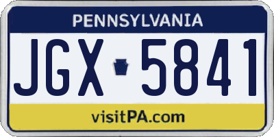 PA license plate JGX5841