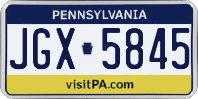 PA license plate JGX5845