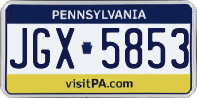 PA license plate JGX5853