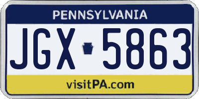 PA license plate JGX5863
