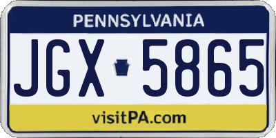 PA license plate JGX5865