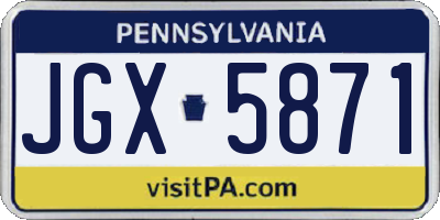 PA license plate JGX5871