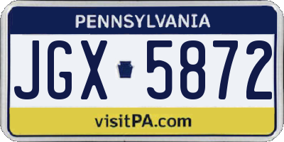 PA license plate JGX5872