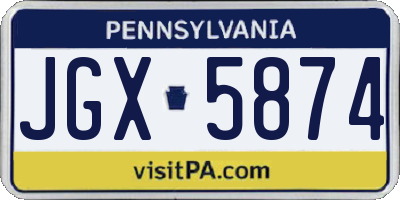 PA license plate JGX5874