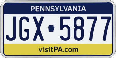 PA license plate JGX5877