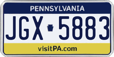 PA license plate JGX5883