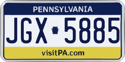 PA license plate JGX5885