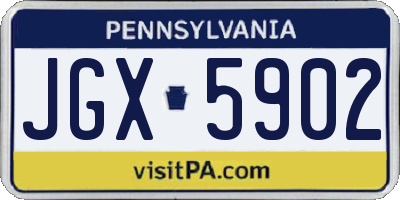 PA license plate JGX5902