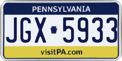 PA license plate JGX5933