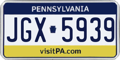 PA license plate JGX5939