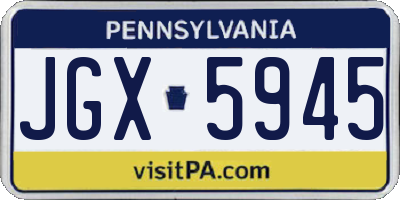 PA license plate JGX5945