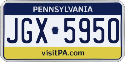 PA license plate JGX5950