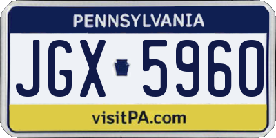 PA license plate JGX5960