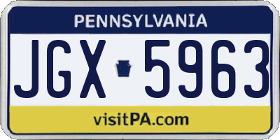 PA license plate JGX5963