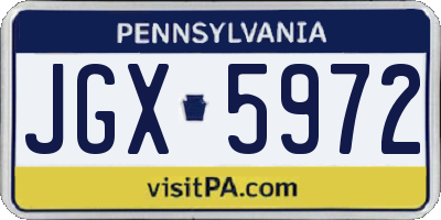 PA license plate JGX5972