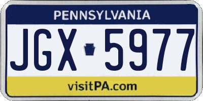 PA license plate JGX5977