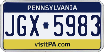 PA license plate JGX5983