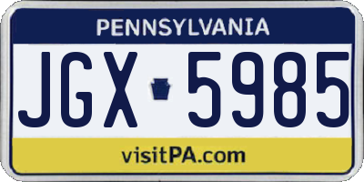 PA license plate JGX5985