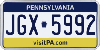 PA license plate JGX5992