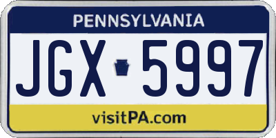 PA license plate JGX5997