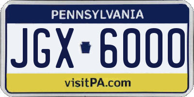 PA license plate JGX6000