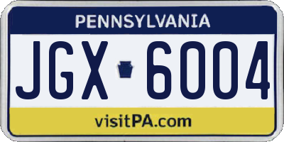 PA license plate JGX6004