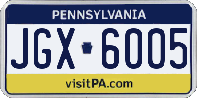 PA license plate JGX6005