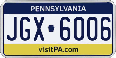 PA license plate JGX6006