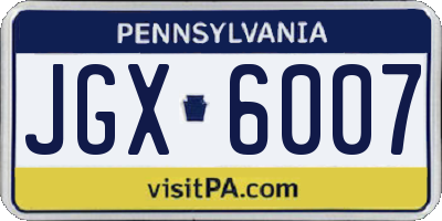 PA license plate JGX6007