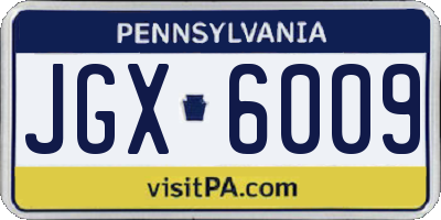 PA license plate JGX6009