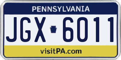 PA license plate JGX6011