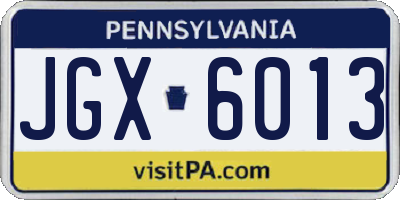 PA license plate JGX6013