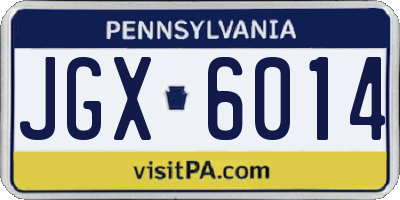 PA license plate JGX6014