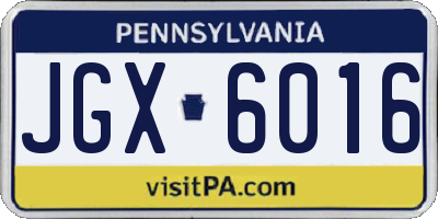 PA license plate JGX6016
