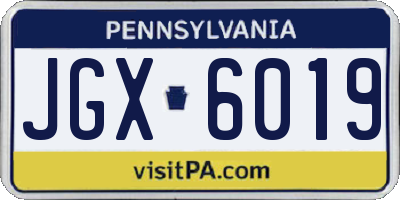PA license plate JGX6019