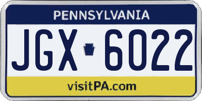 PA license plate JGX6022