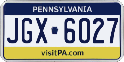 PA license plate JGX6027