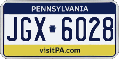 PA license plate JGX6028