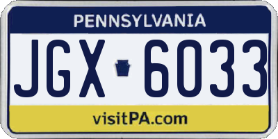 PA license plate JGX6033
