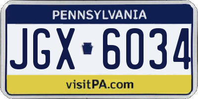 PA license plate JGX6034