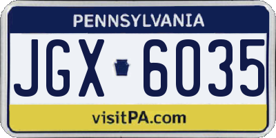 PA license plate JGX6035