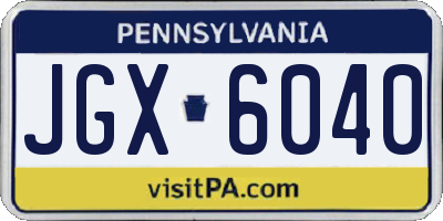 PA license plate JGX6040