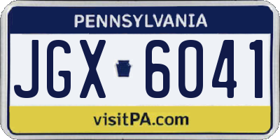 PA license plate JGX6041